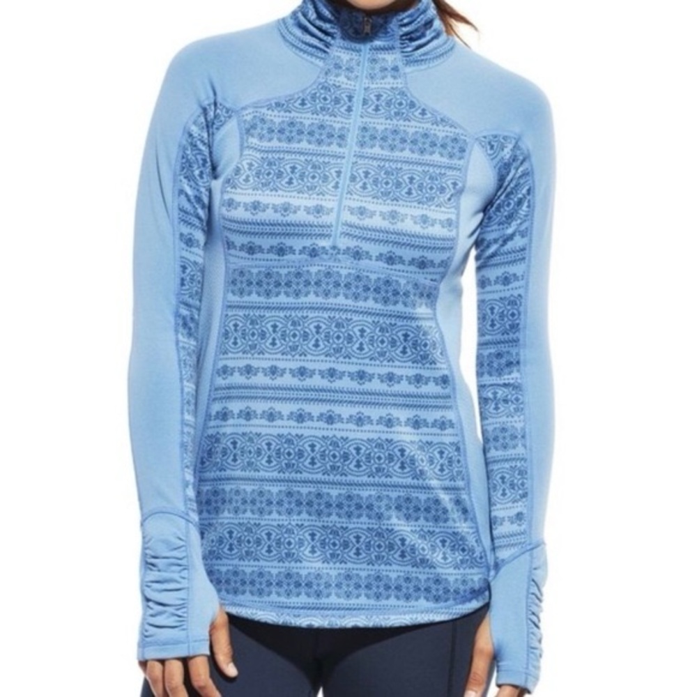 CALIA by Carrie underwood Blue Patterned Quarter-Zip Pullover